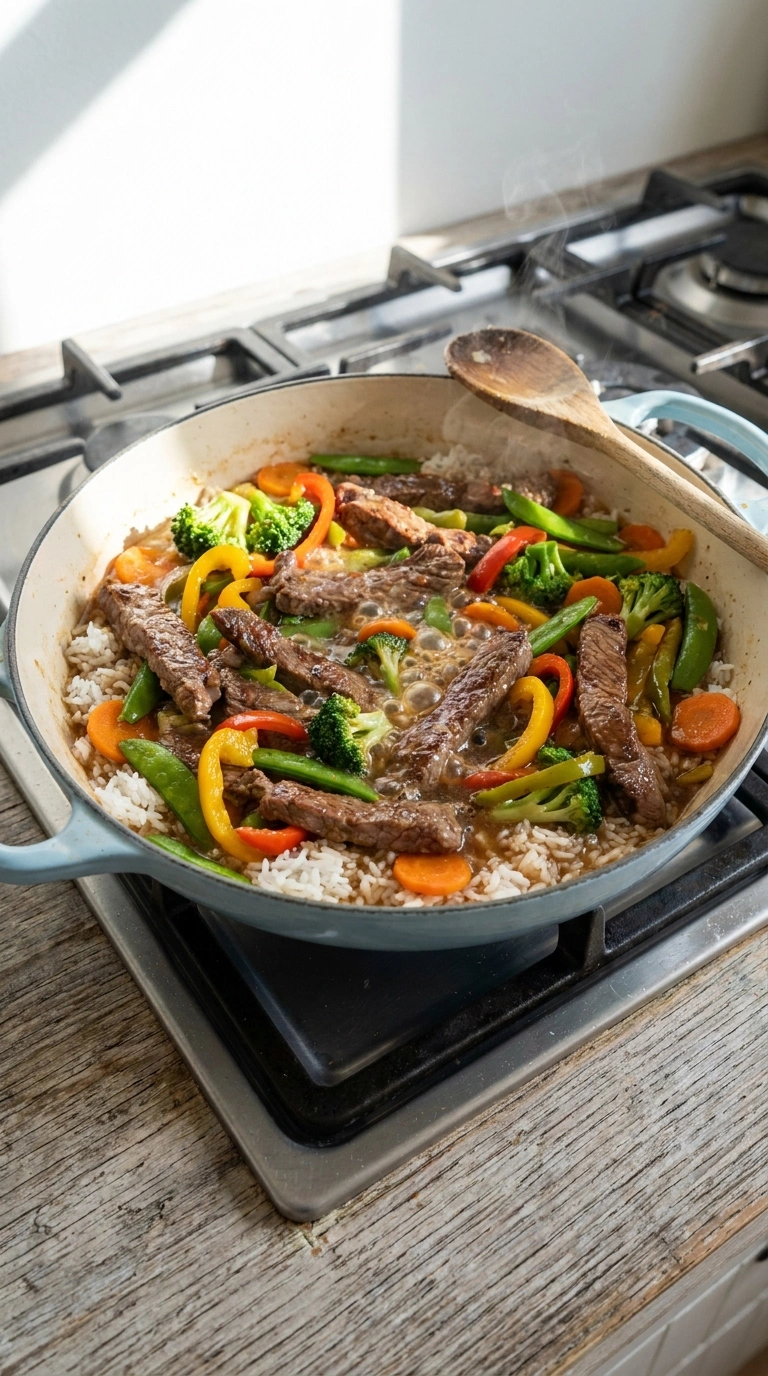 Cooking instructions for elegant ground beef stir fry
