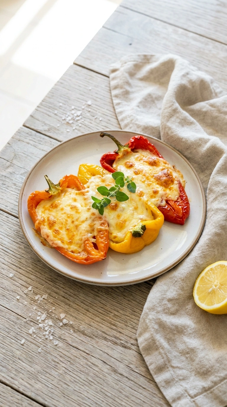 beautiful ground beef stuffed peppers ready to serve