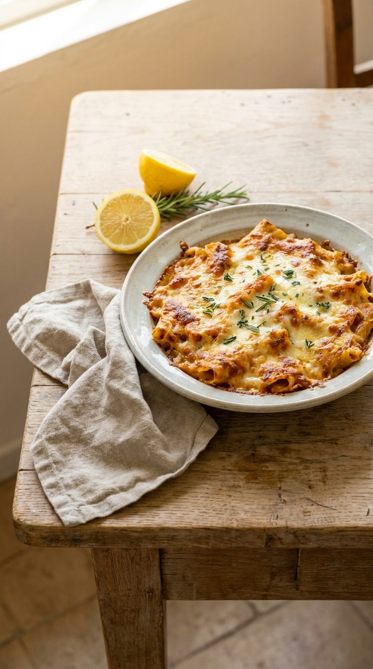 stunning ground beef pasta bake ready to serve