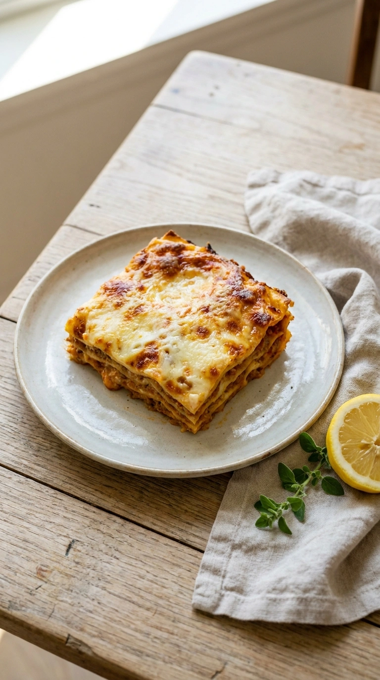 beautiful ground beef lasagna ready to serve