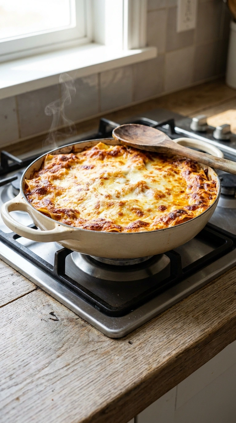 Cooking instructions for beautiful ground beef lasagna