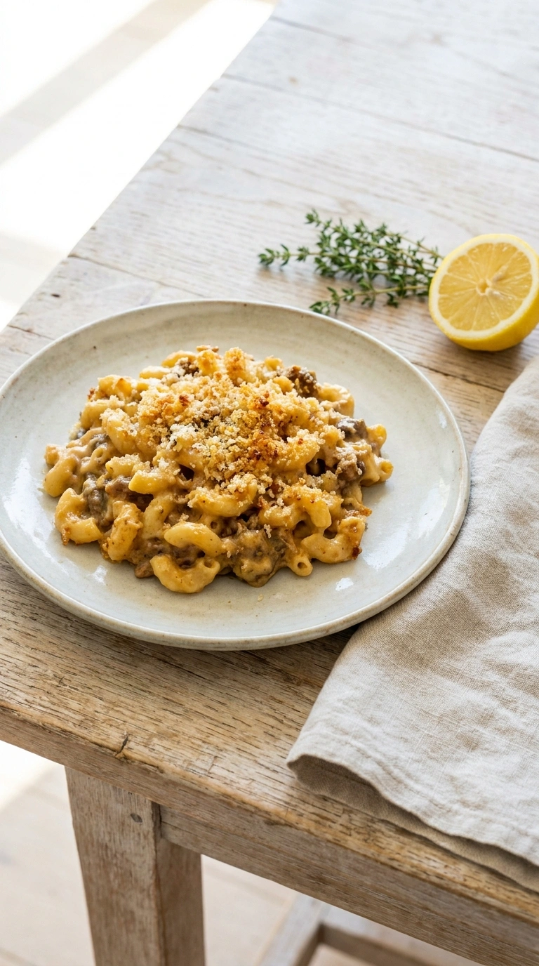 stunning ground beef mac and cheese ready to serve