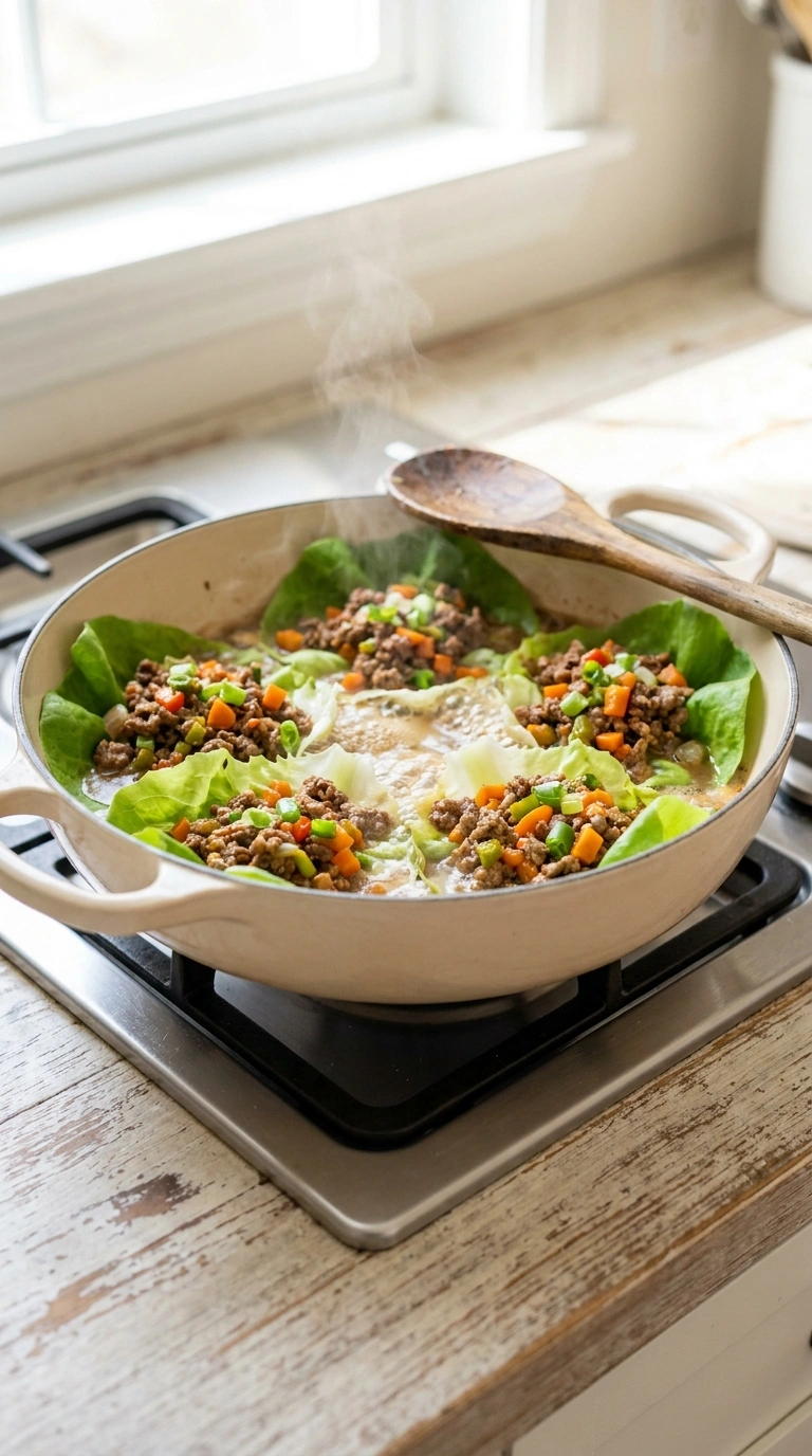 Cooking instructions for beautiful ground beef lettuce wraps