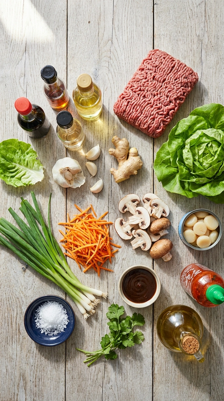 Ingredients for beautiful ground beef lettuce wraps
