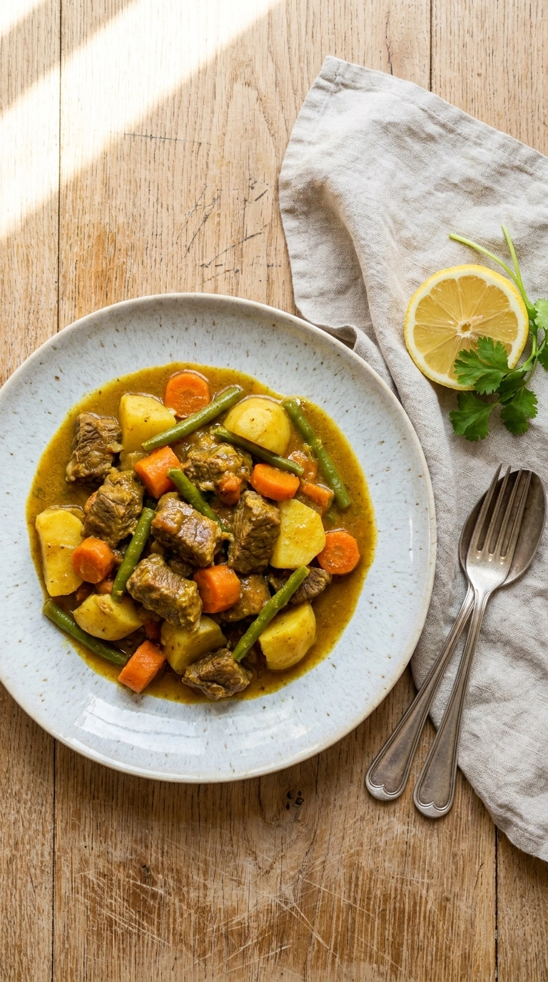 elegant ground beef curry ready to serve