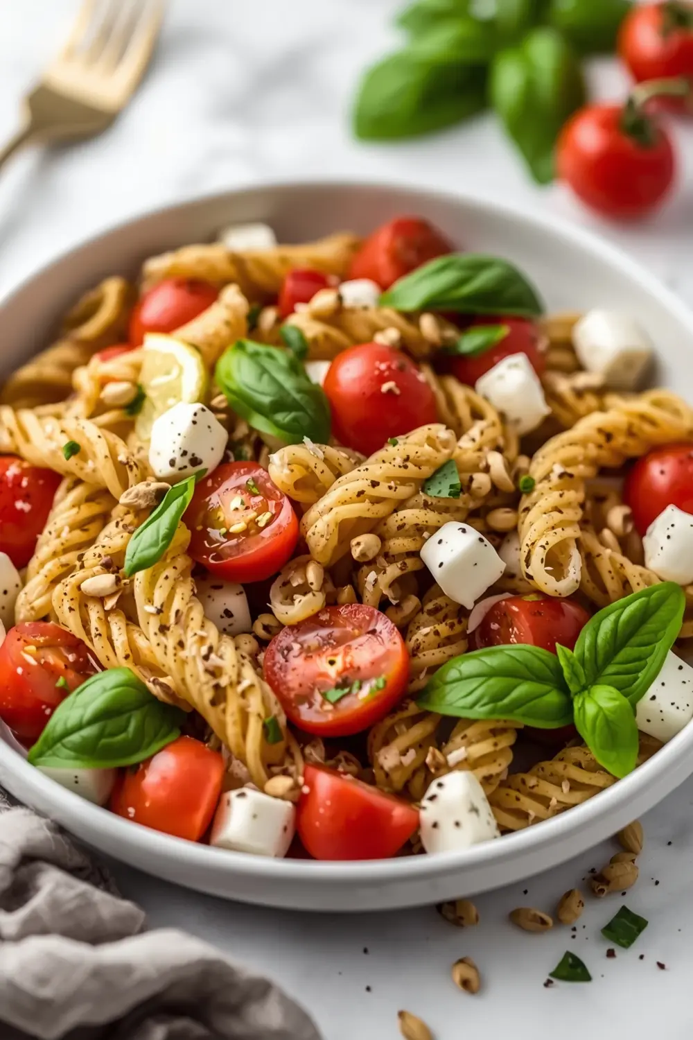 stunning caprese pasta salad summer