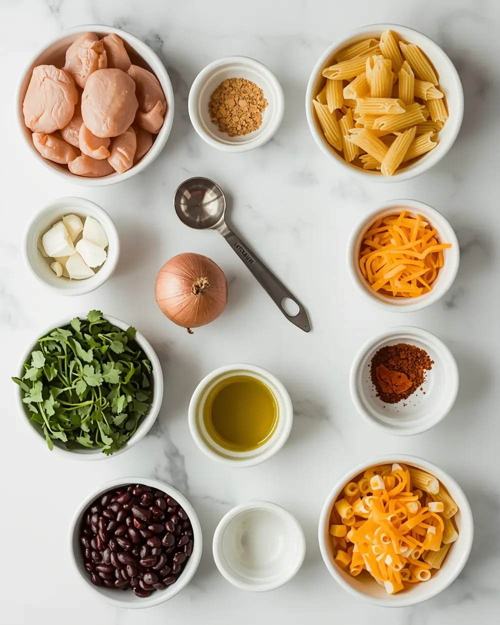 Ingredients for stunning chicken enchilada pasta summer