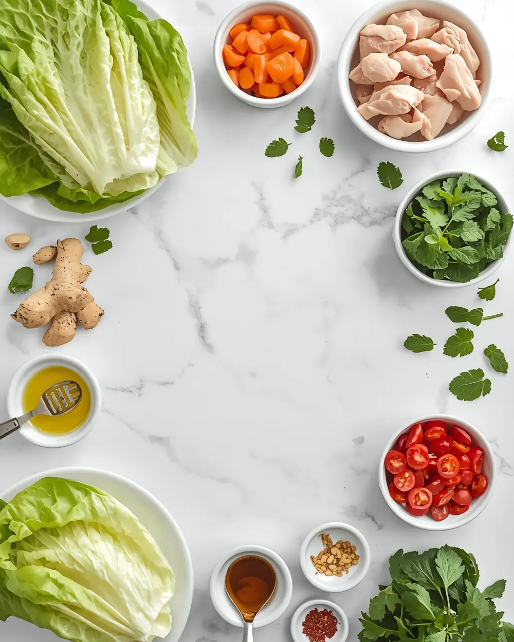Ingredients for stunning chicken lettuce wraps summer
