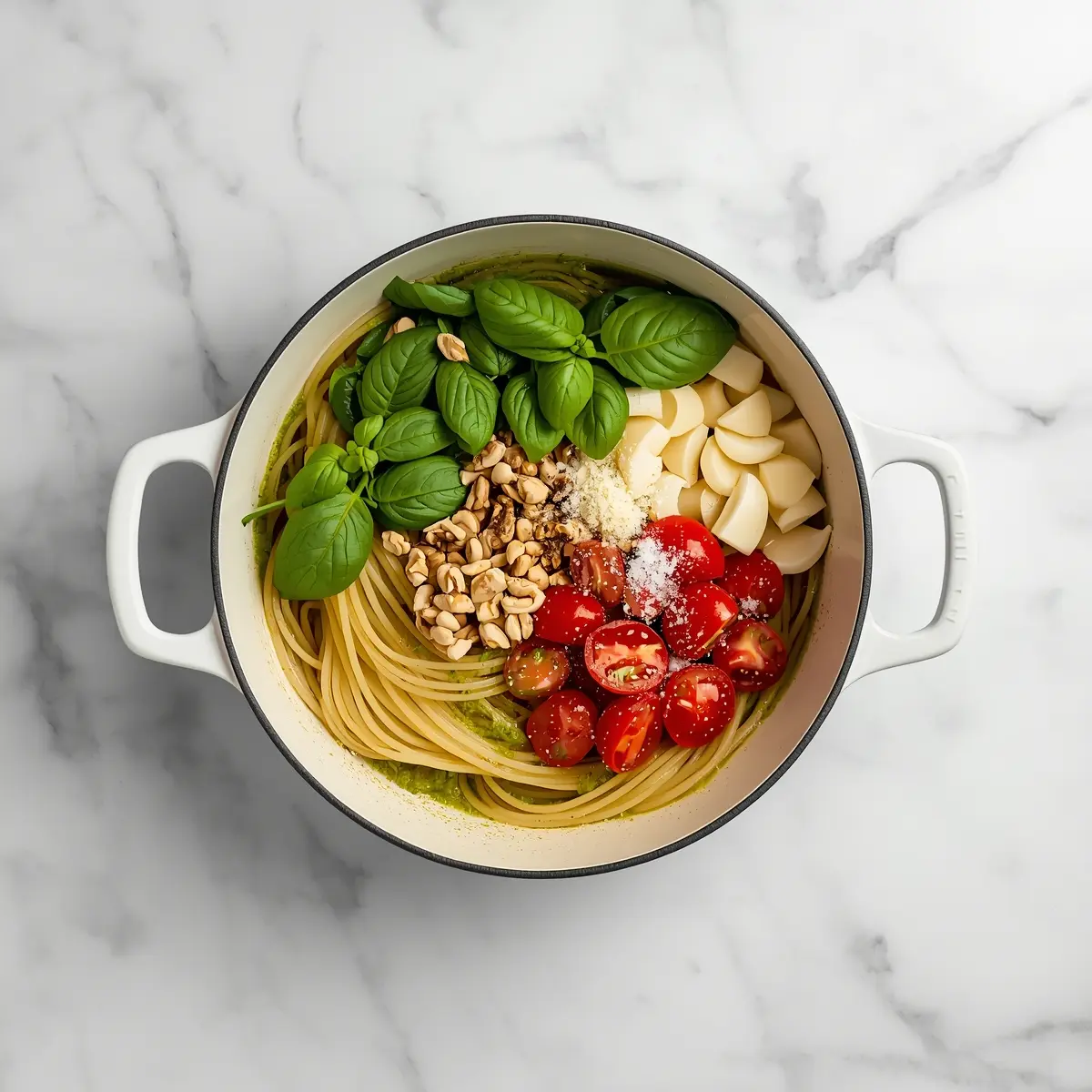 Cooking instructions for stunning cold pesto pasta summer