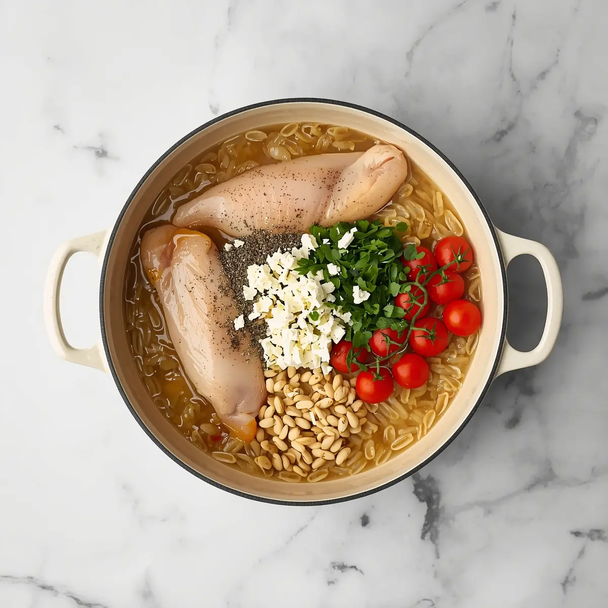 Cooking instructions for stunning one pan lemon chicken orzo