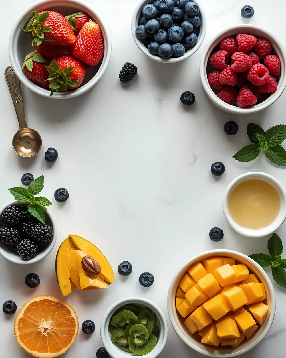 Ingredients for stunning summer berry fruit salad