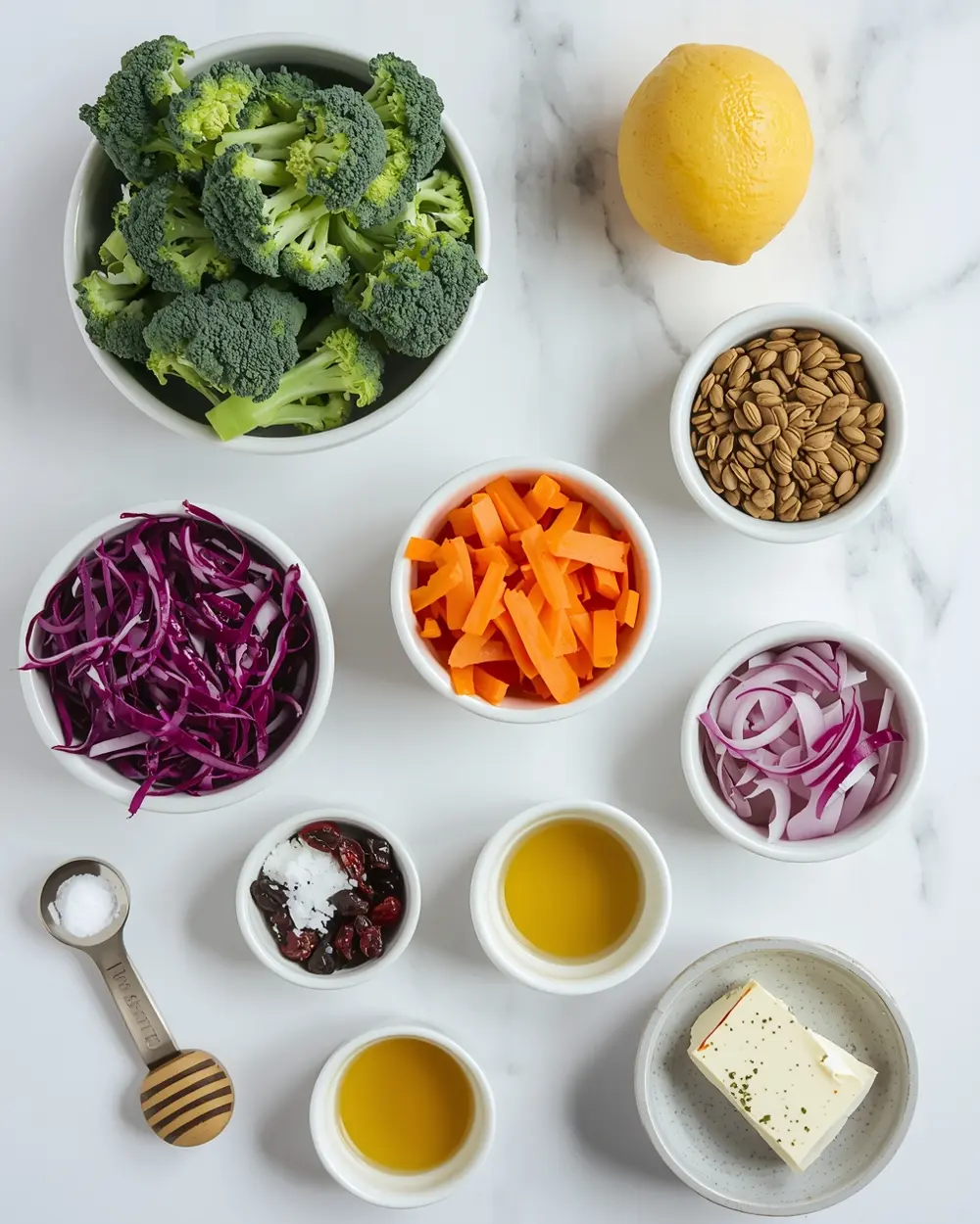 Ingredients for stunning summer broccoli slaw