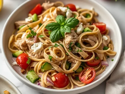 stunning summer cold pasta with herbs