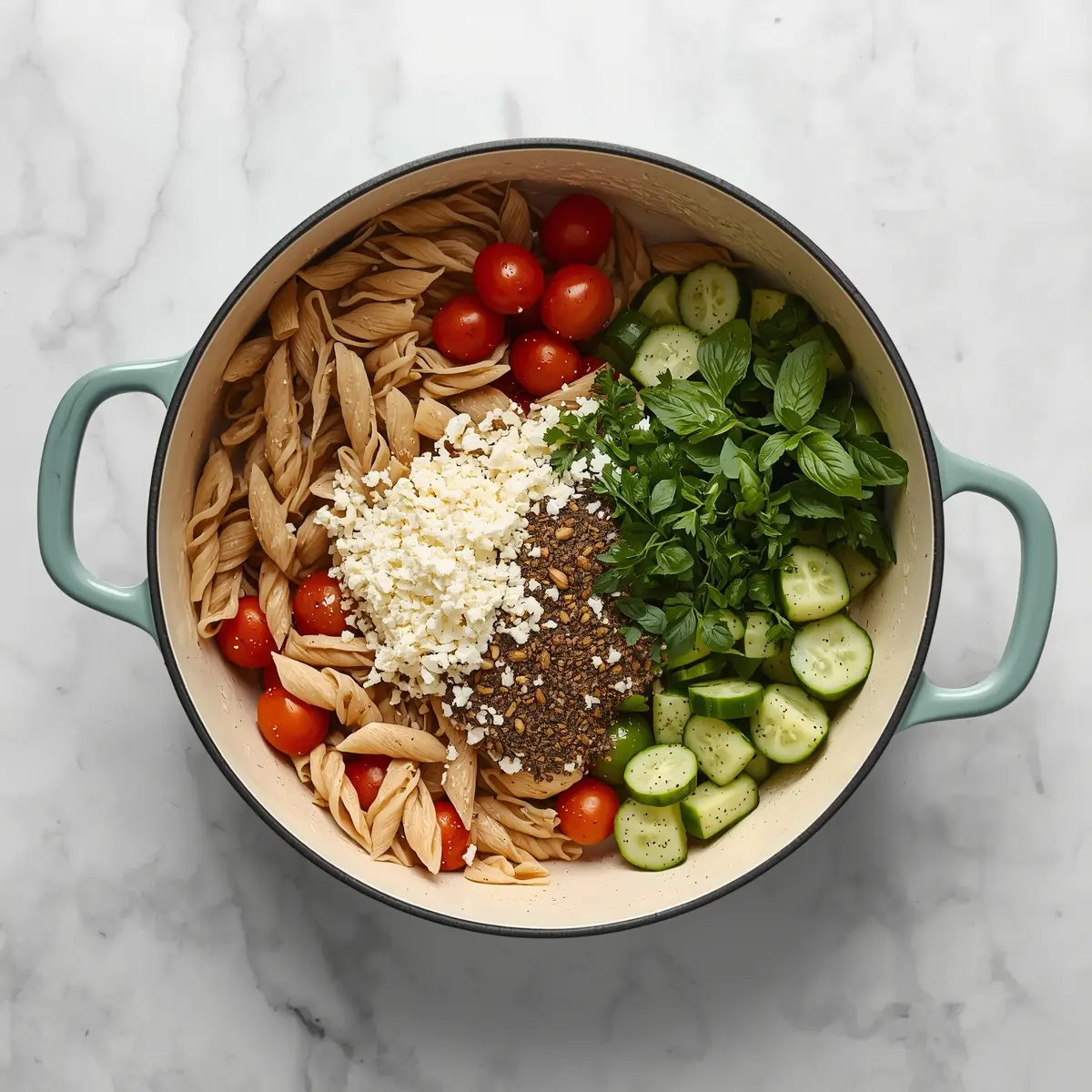Cooking instructions for stunning summer cold pasta with herbs