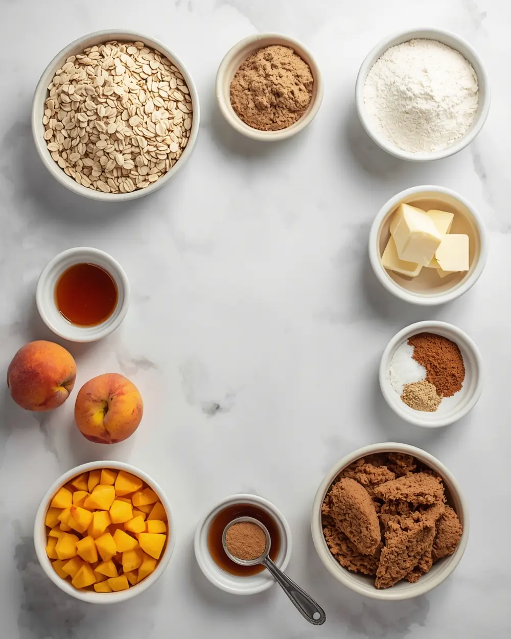 Ingredients for stunning summer peach oatmeal cookies