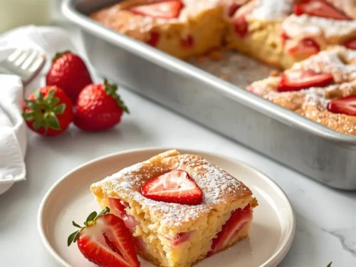 stunning summer strawberry sheet cake