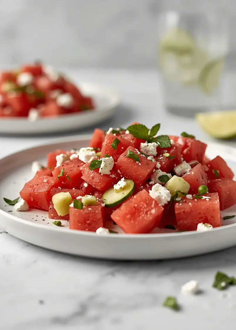 stunning summer watermelon feta salad ready to serve