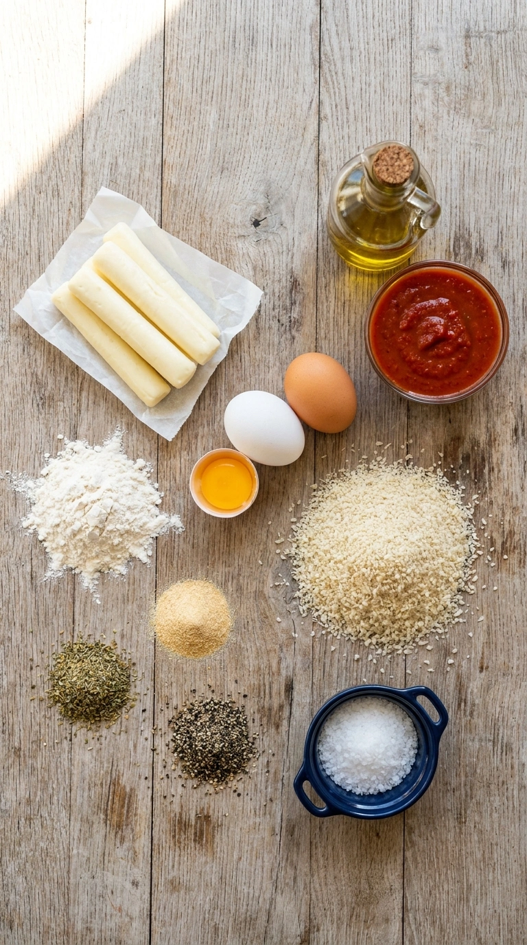 Ingredients for best baked mozzarella sticks