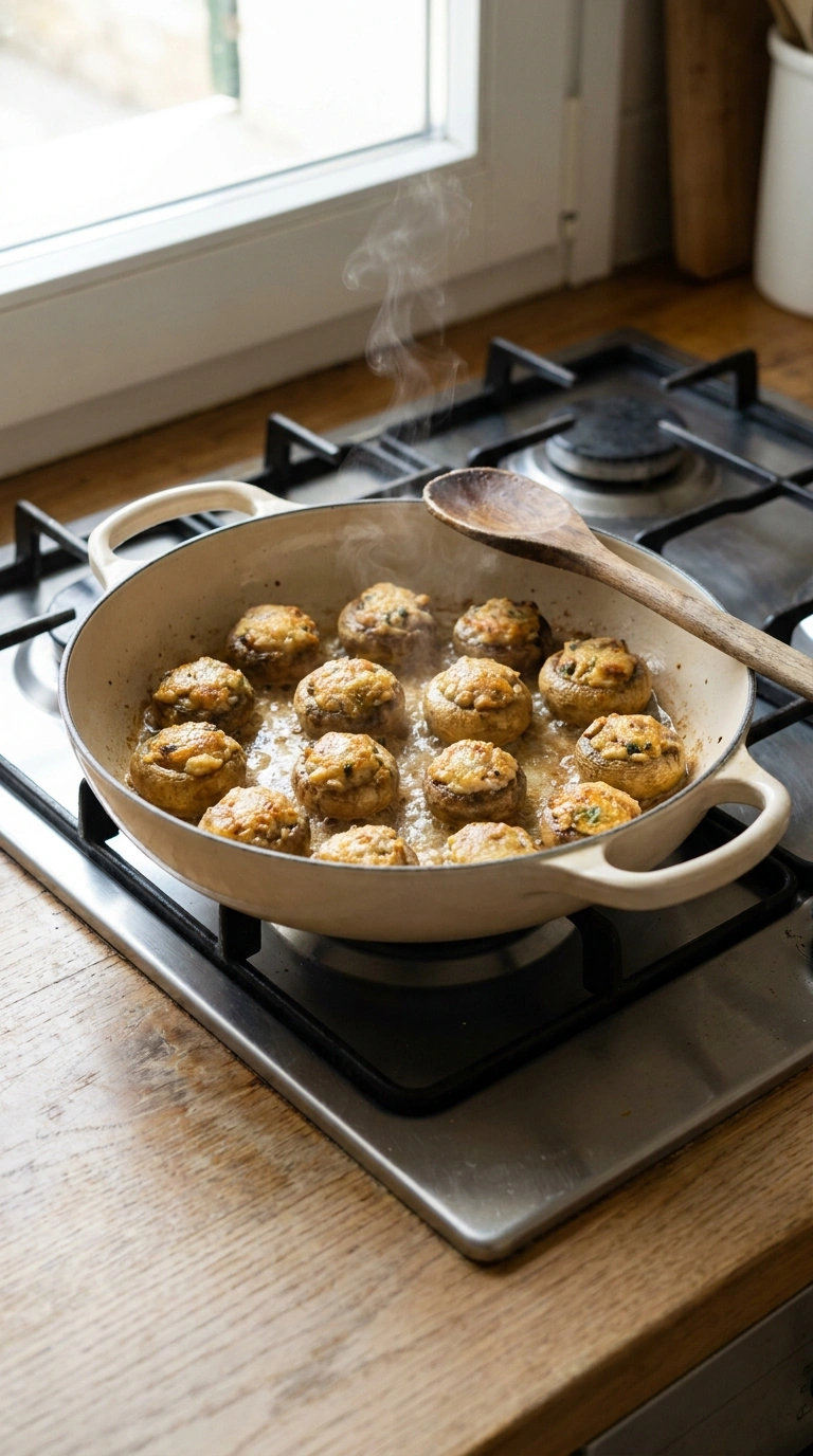 Cooking instructions for creamy stuffed mushrooms