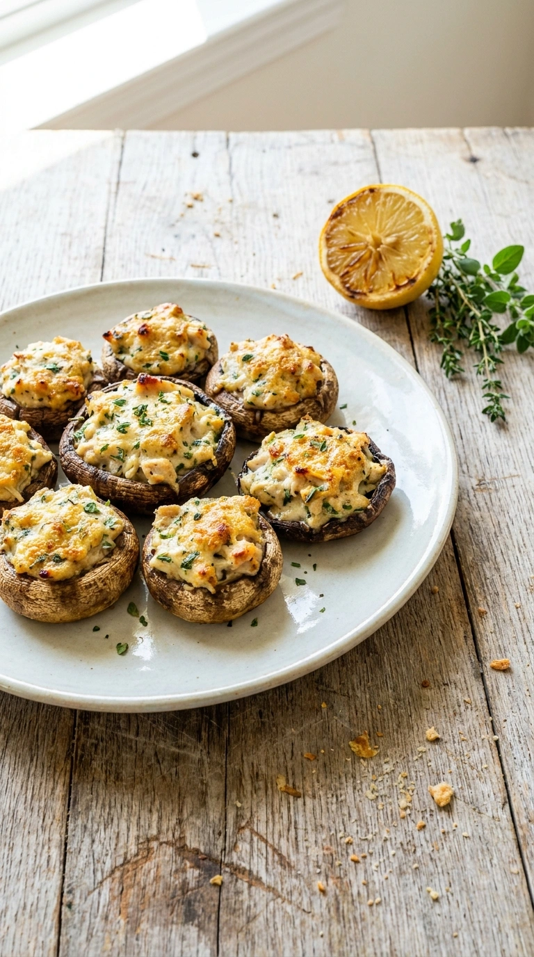 Creamy Chicken Stuffed Mushrooms | 40-Min Elegant Party Appetizer