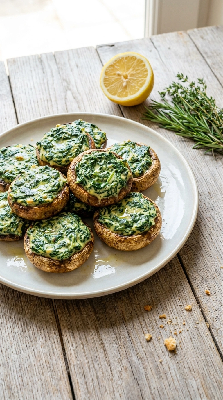 Creamy Spinach Stuffed Mushrooms | 35-Min Elegant Party Appetizer