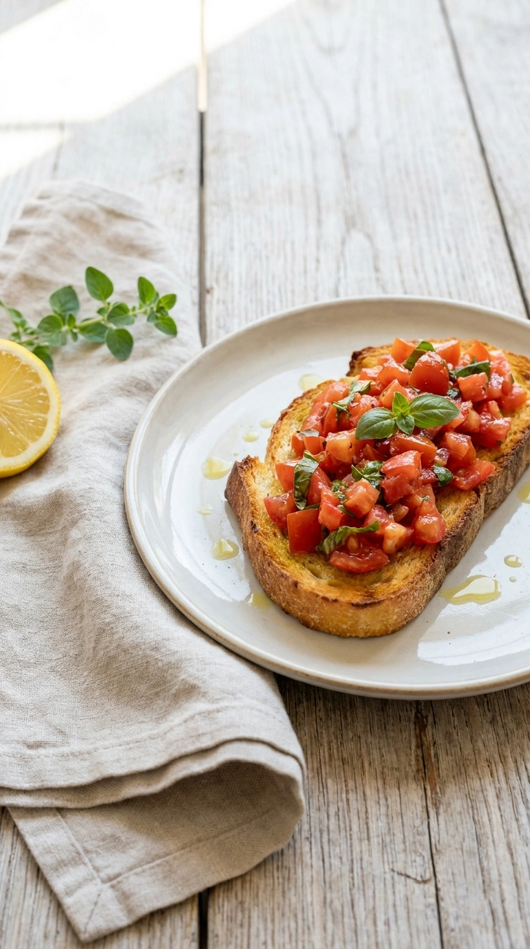 best heirloom tomato bruschetta ready to serve