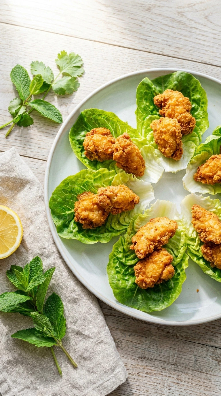 crispy chicken lettuce wraps ready to serve
