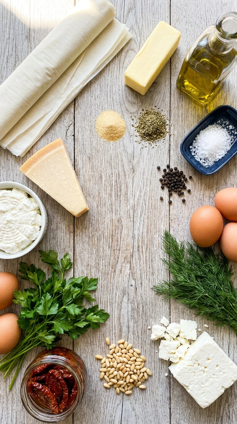 Ingredients for crispy phyllo cups