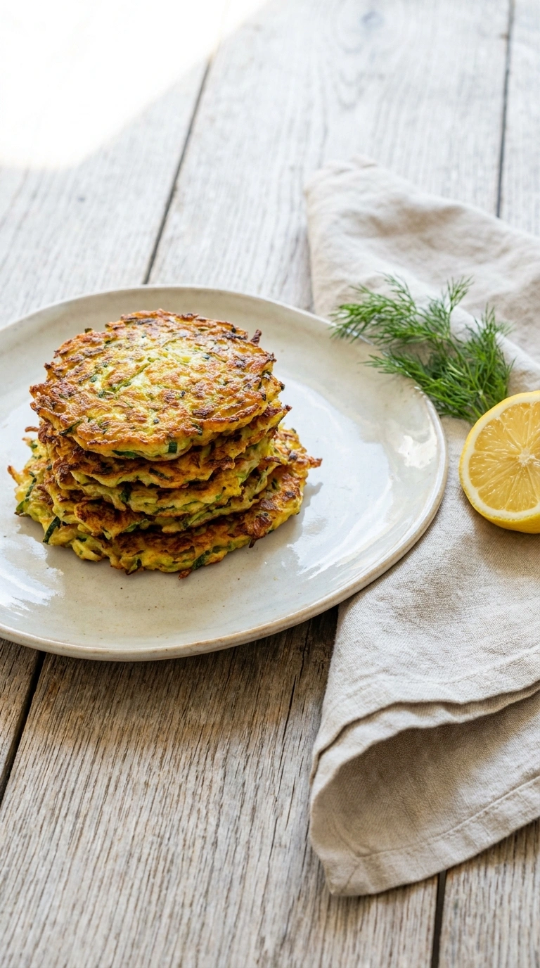 crispy zucchini fritters ready to serve