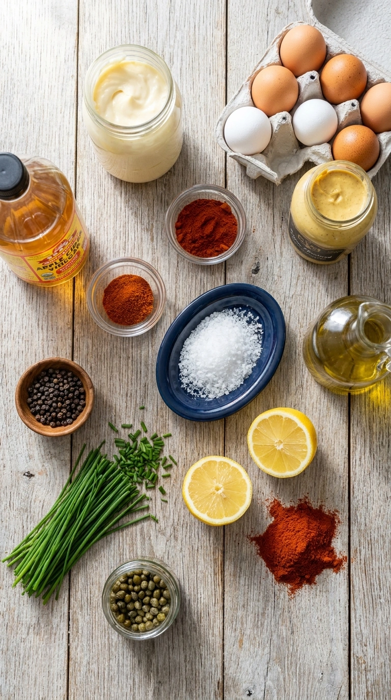 Ingredients for elegant deviled eggs