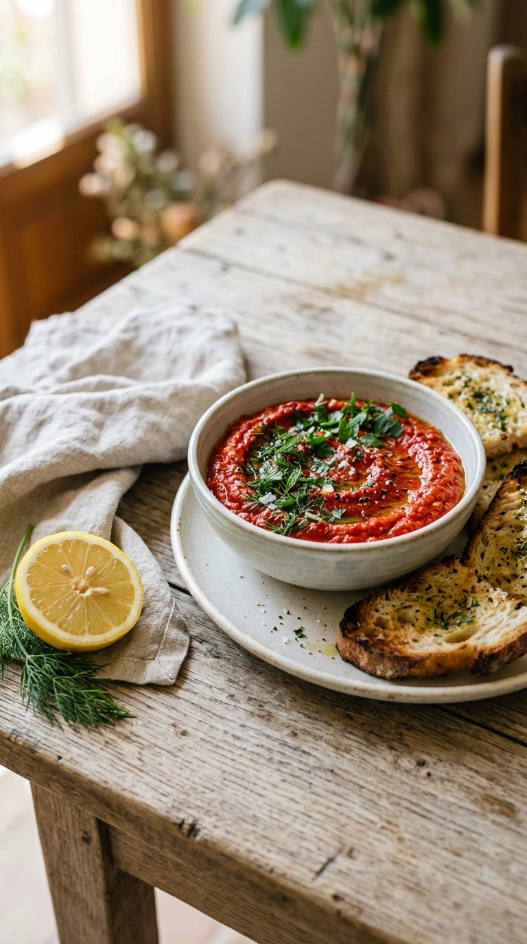 stunning roasted red pepper dip ready to serve