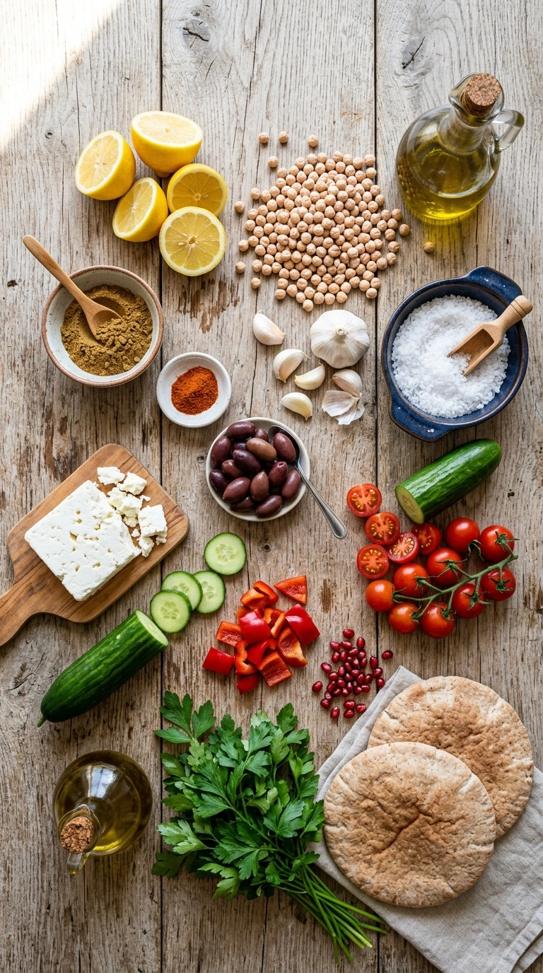 Ingredients for stunning hummus board