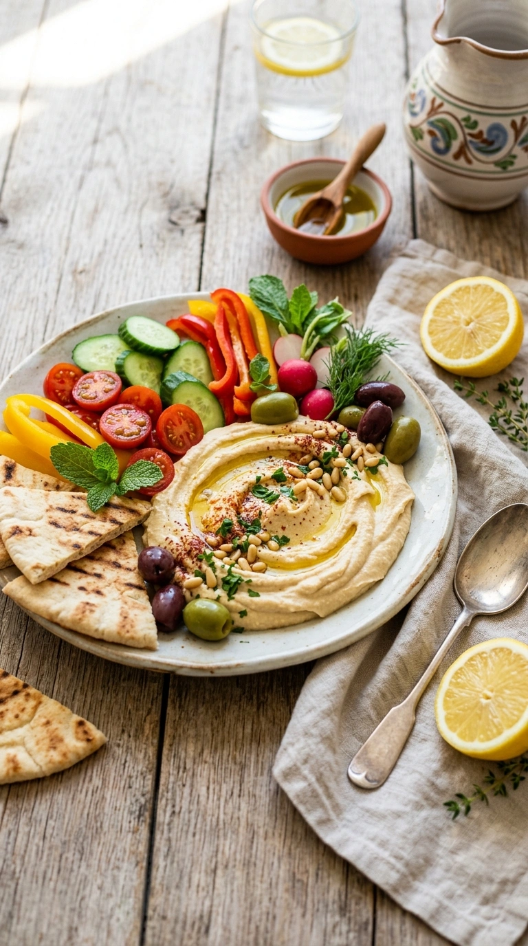 stunning hummus board ready to serve