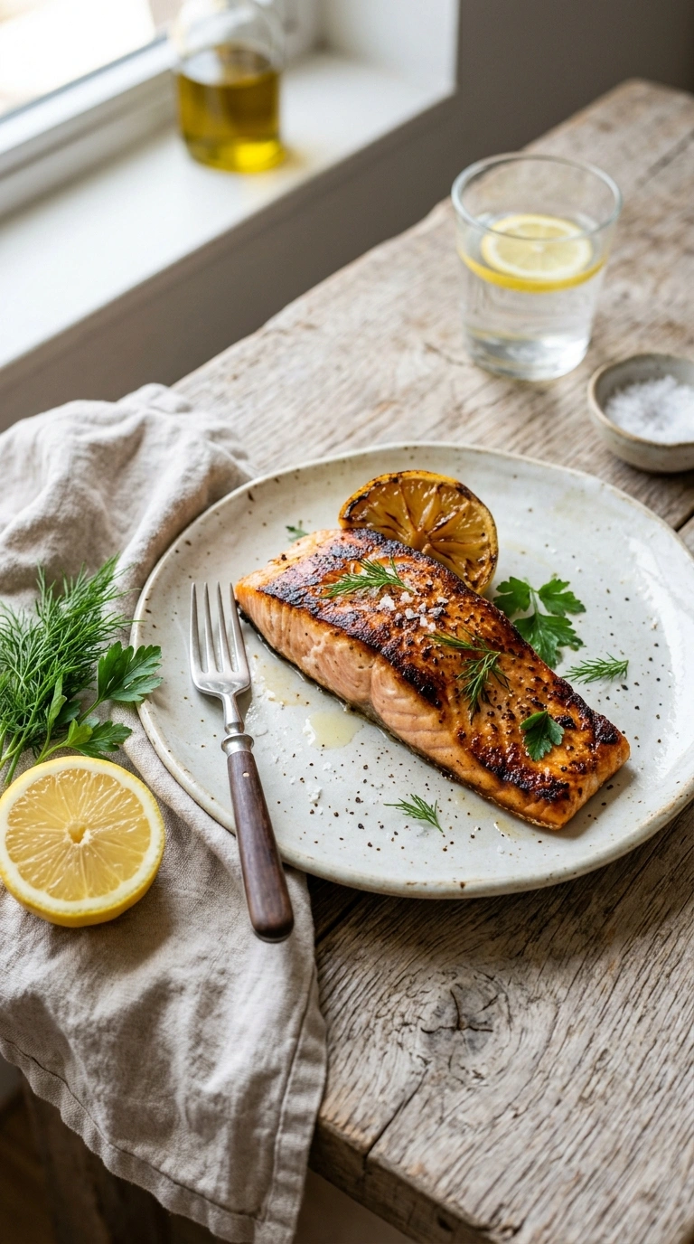 smoky lemon garlic grilled salmon ready to serve