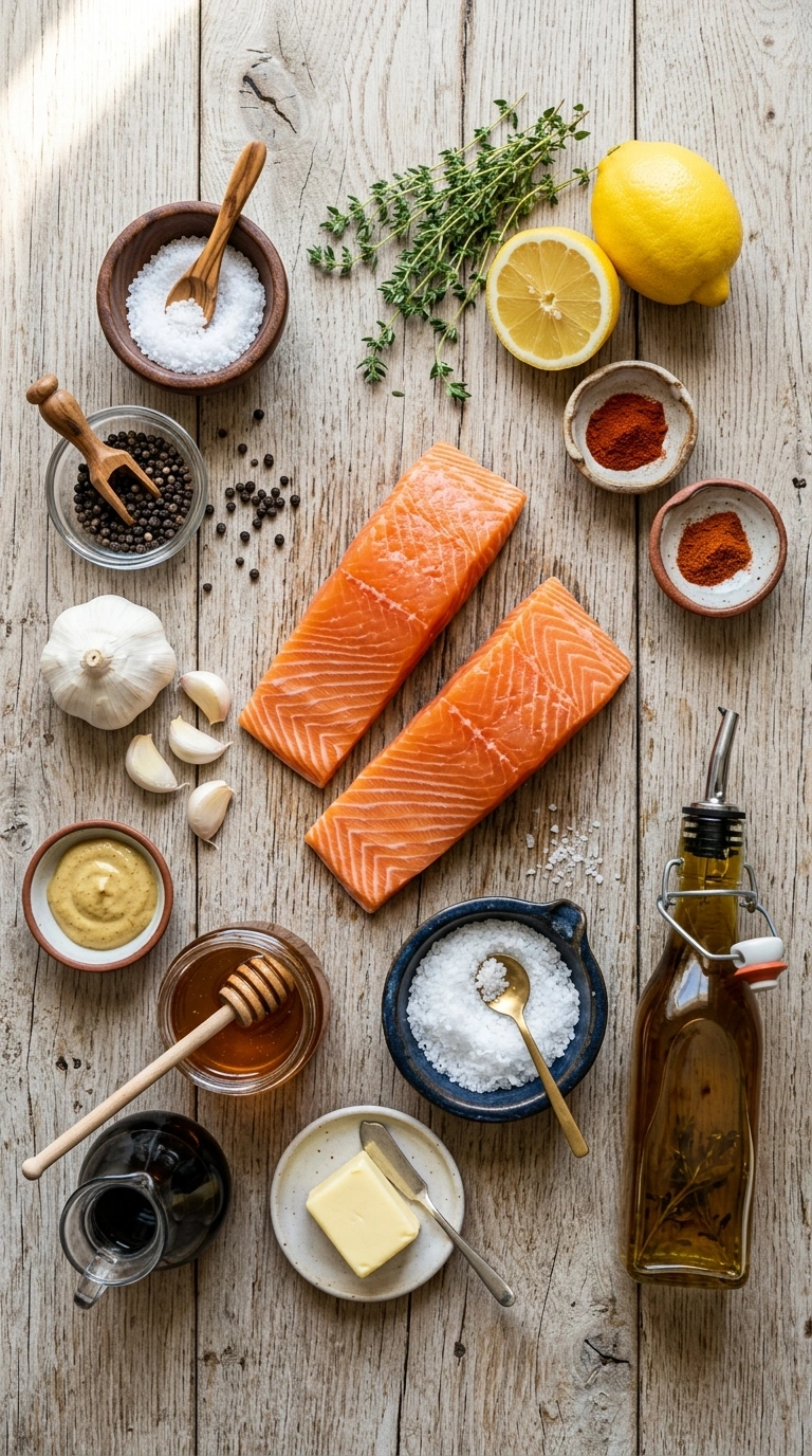 Ingredients for smoky honey grilled salmon