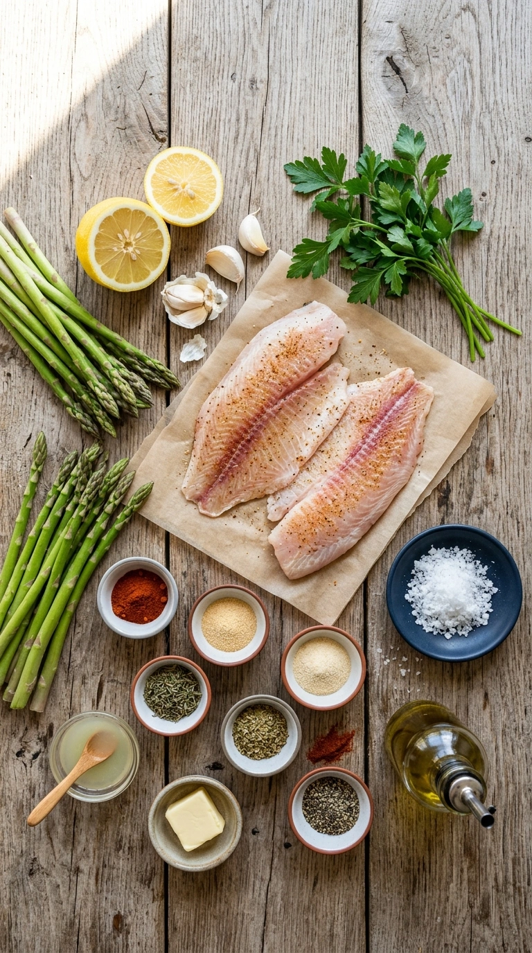 Ingredients for smoky cajun grilled tilapia