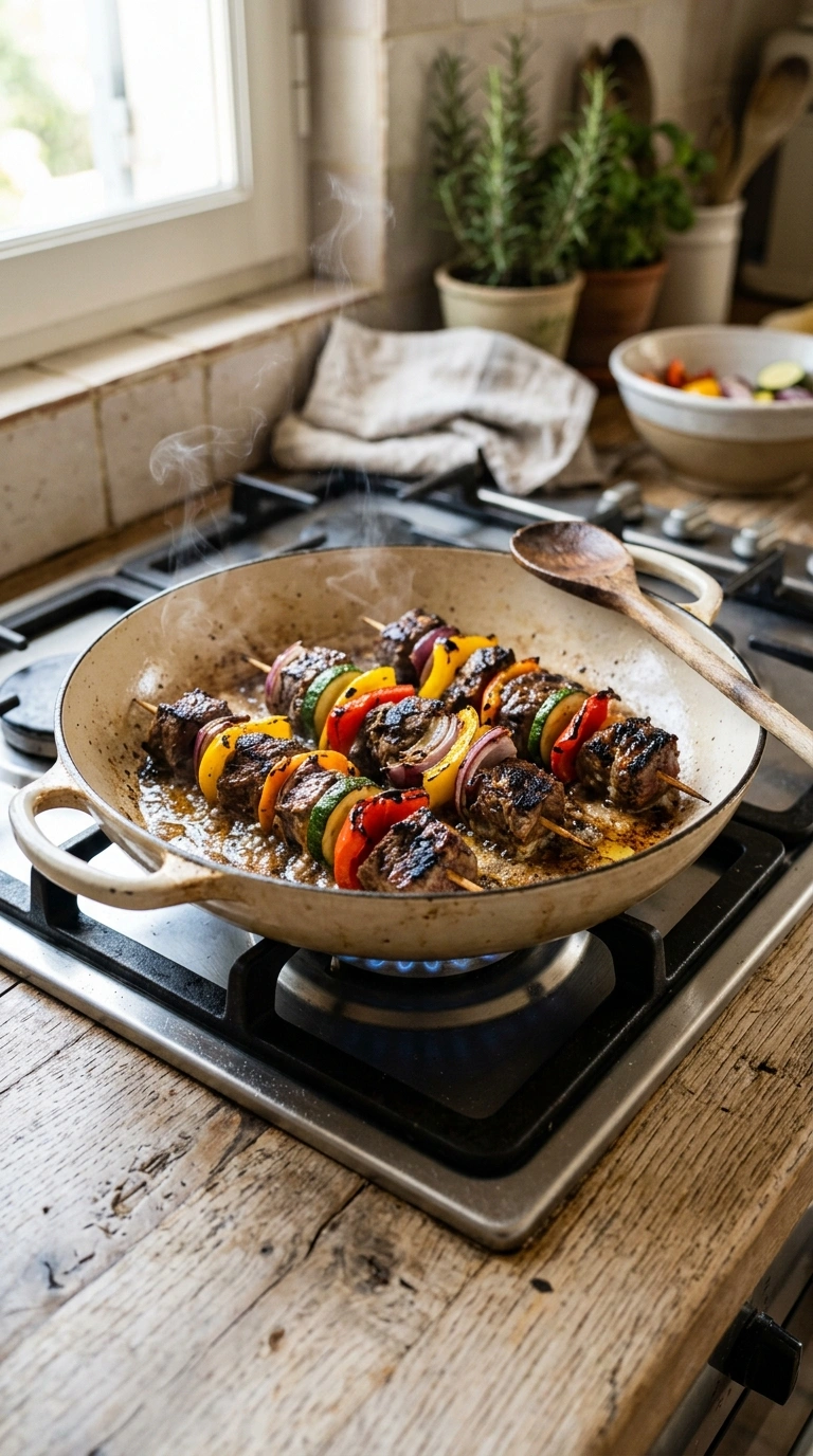 Cooking instructions for juicy grilled beef kebabs