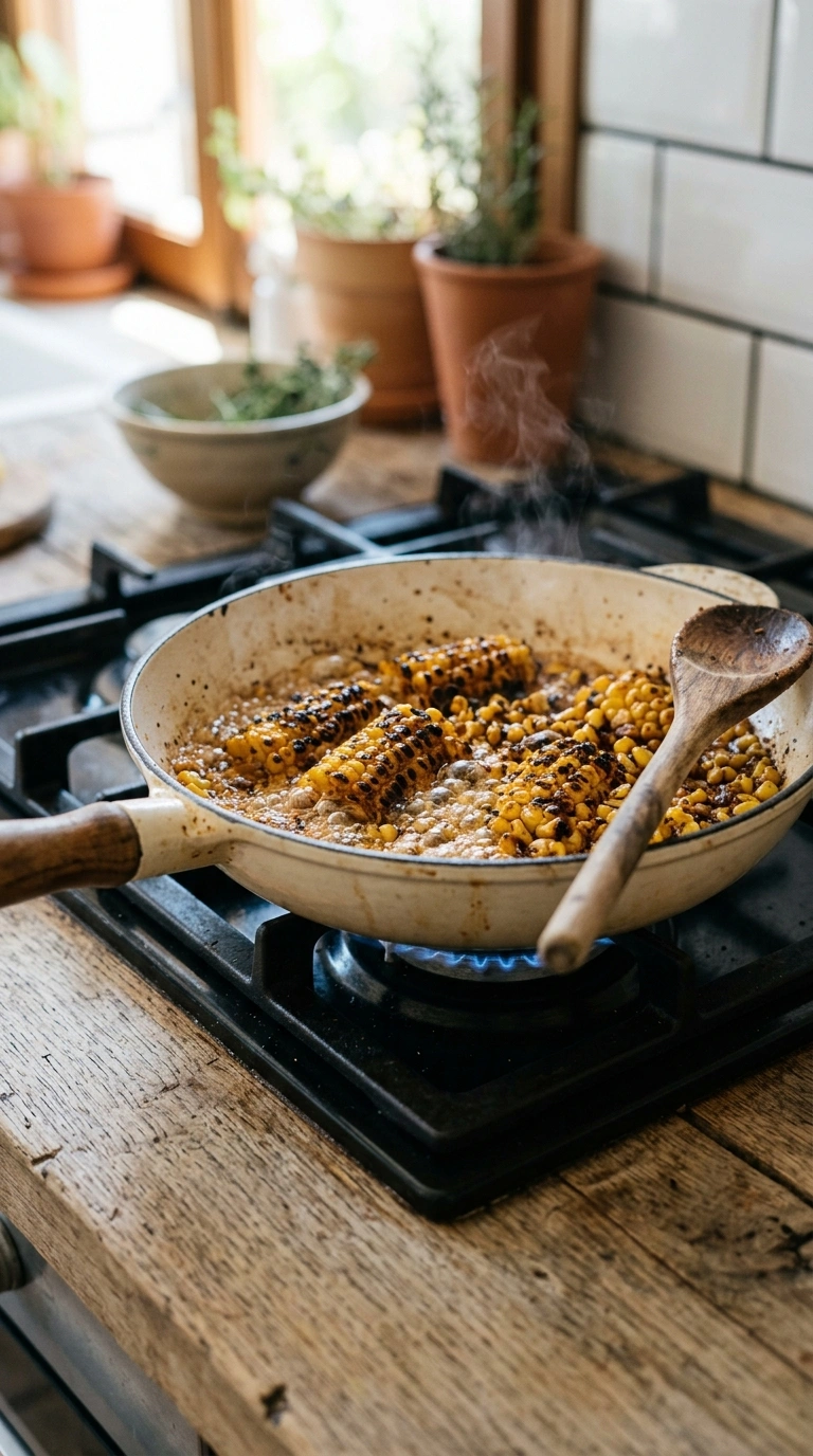 Cooking instructions for charred grilled corn