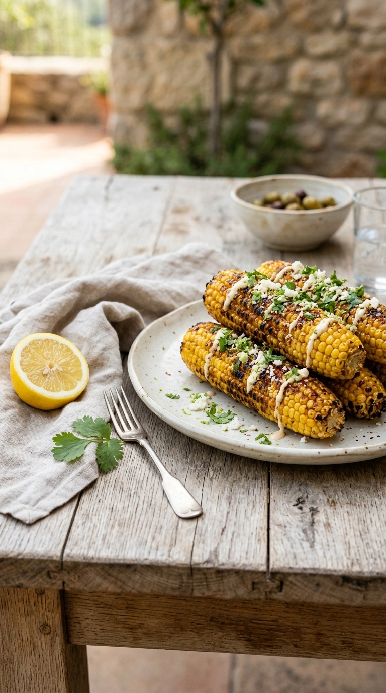 charred grilled corn ready to serve