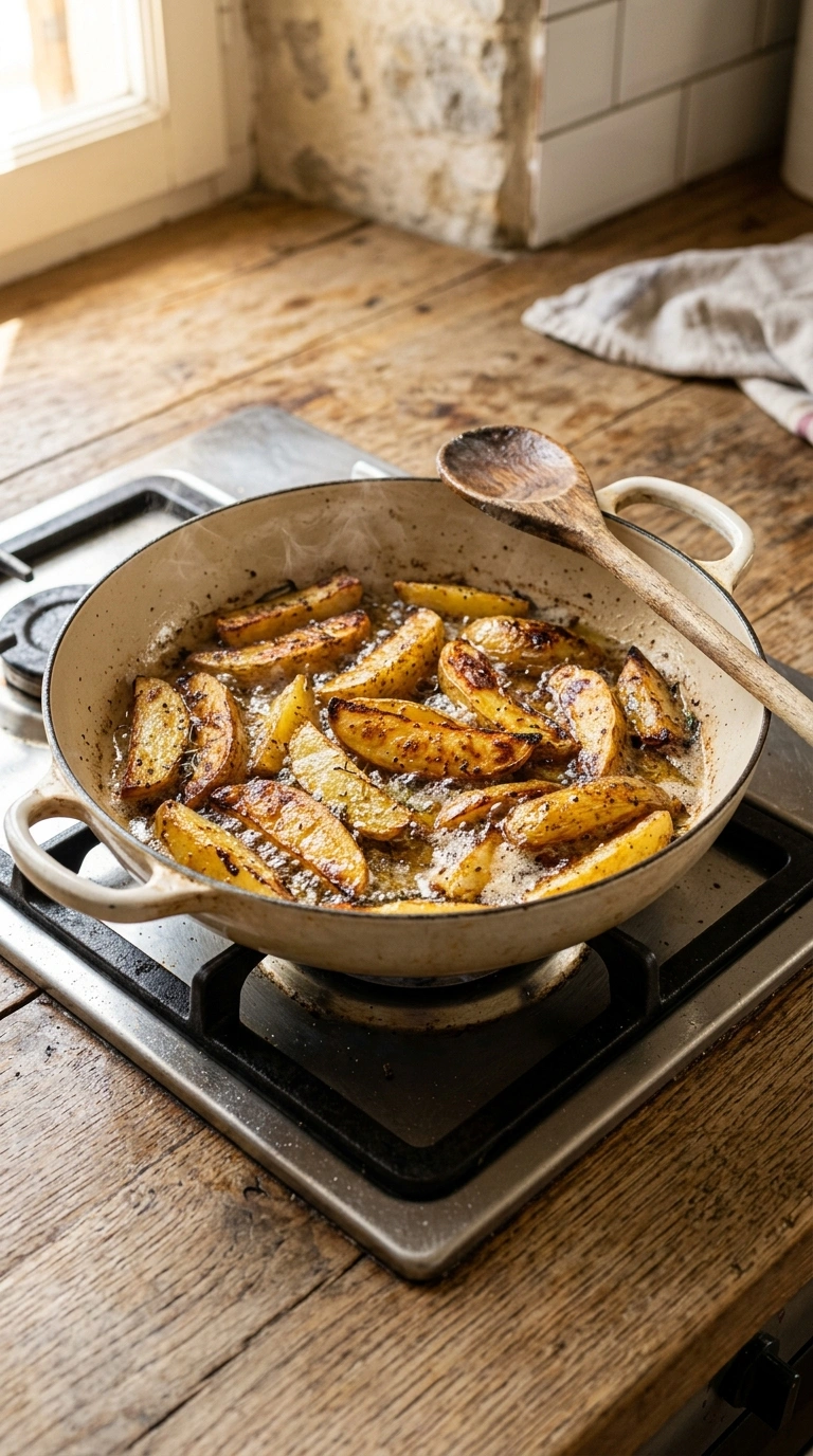 Cooking instructions for charred grilled potato wedges