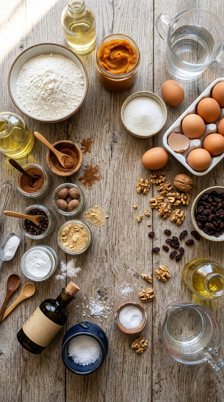 Ingredients for moist pumpkin bread