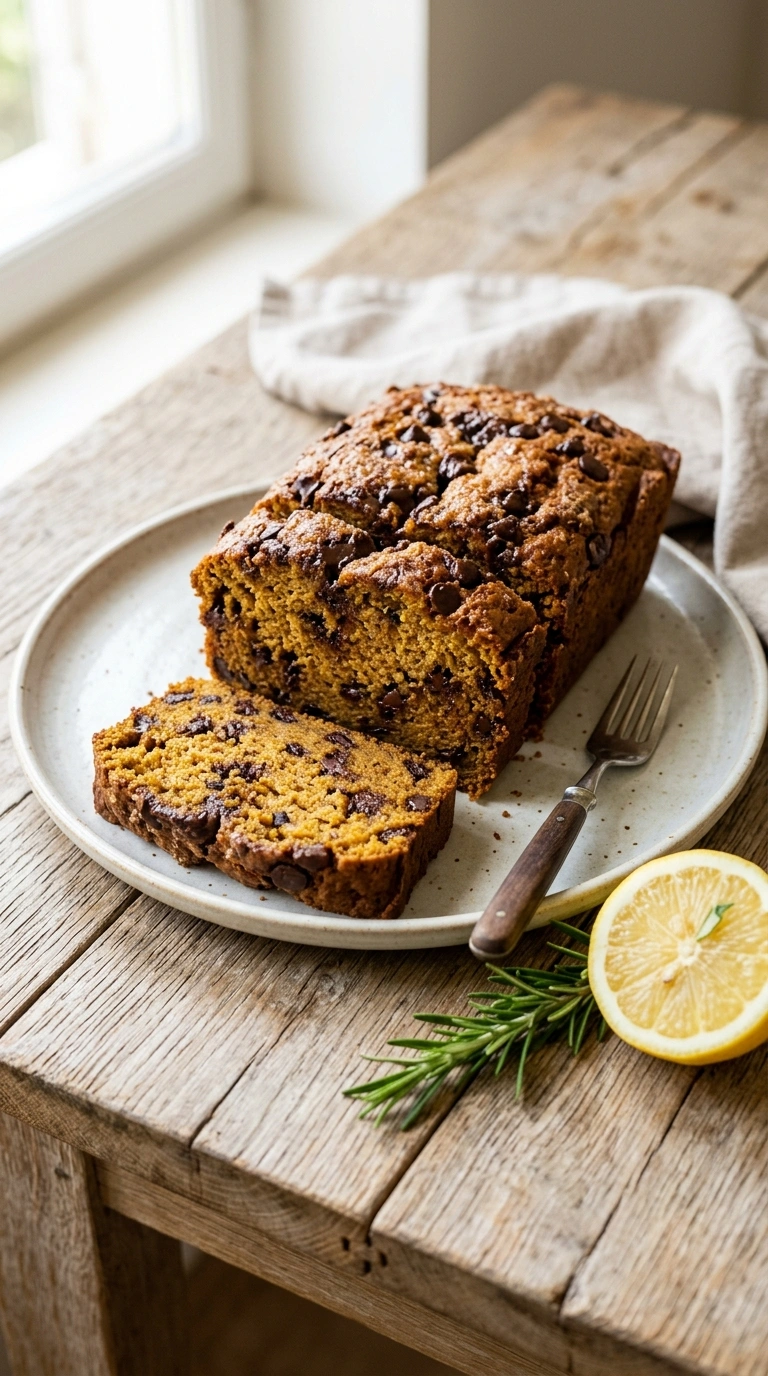 Moist Pumpkin Chocolate Chip Bread | 65-Min Elegant Cozy Fall Loaf