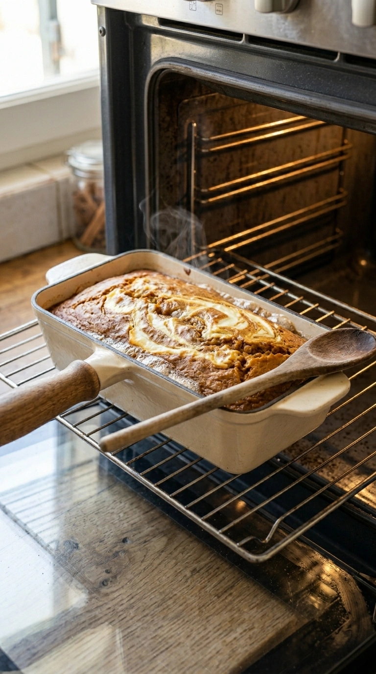 Cooking instructions for moist pumpkin cream cheese bread