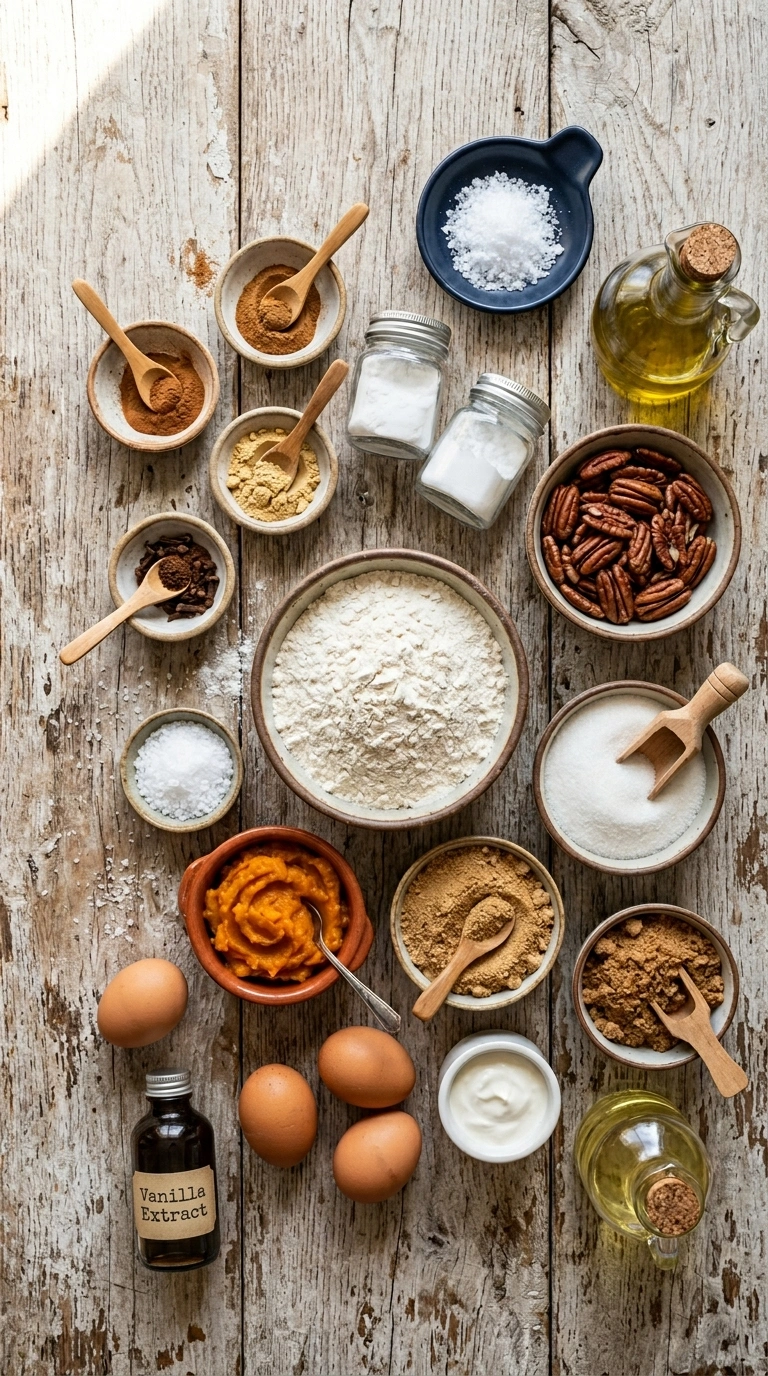 Ingredients for moist pumpkin muffins