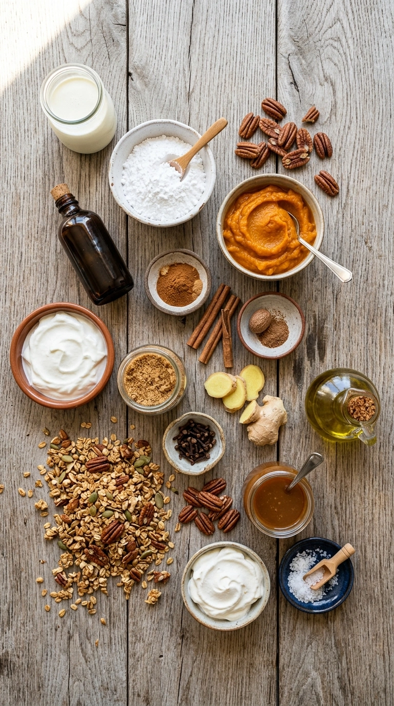 Ingredients for creamy pumpkin parfait