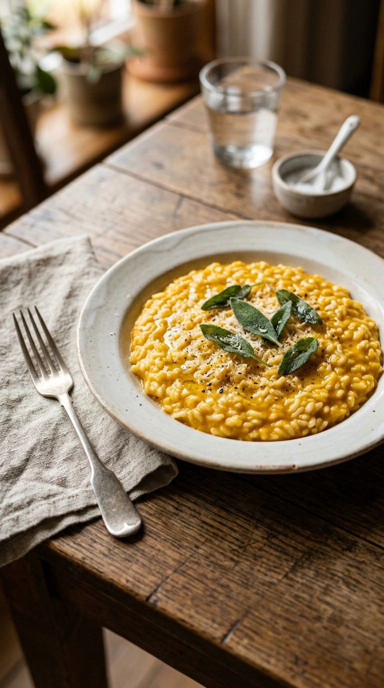 savory pumpkin risotto ready to serve