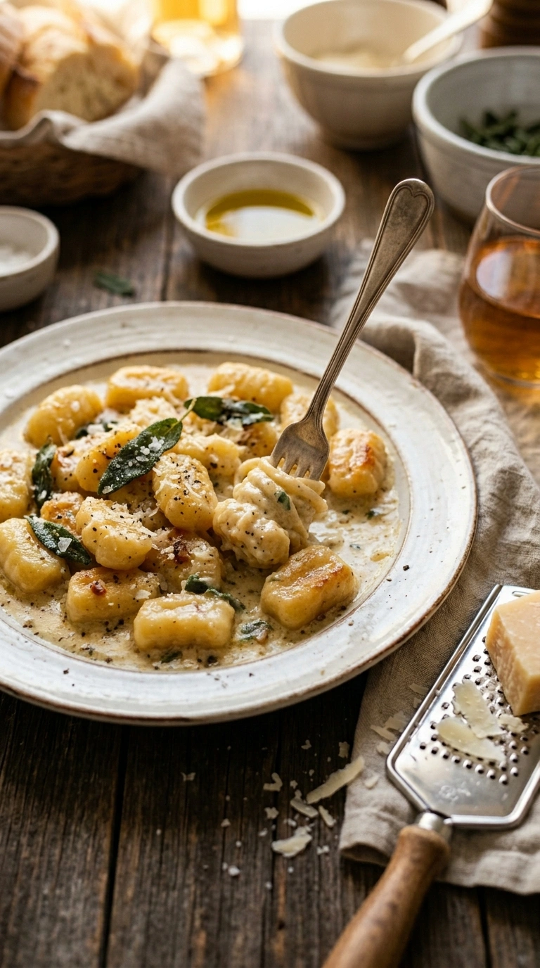 savory pumpkin gnocchi ready to serve