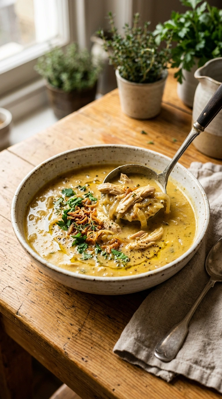 Creamy French Onion Chicken Soup | 65-Min Elegant Cozy Fall Dinner