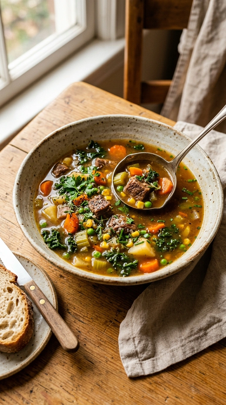 Best Vegetable Beef Soup Hearty | 55-Min Elegant Cozy Fall Dinner