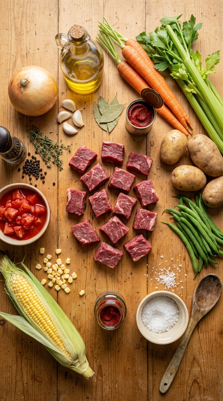 Ingredients for best vegetable beef soup recipe